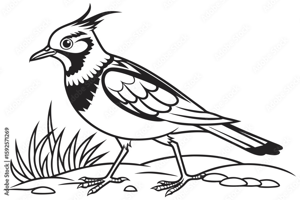 Obraz premium coloring page line art the lapwing black vector