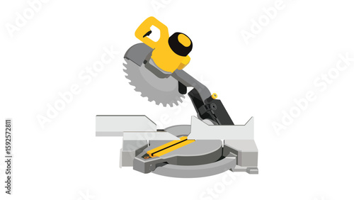 Sliding Compound Miter Saw – Vector Illustration of a Precision Woodworking Power Tool