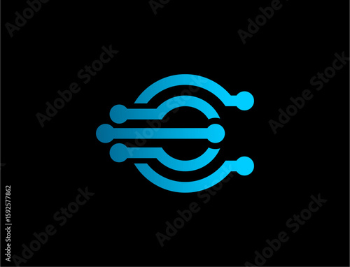Technology logo futuristic design element letter c