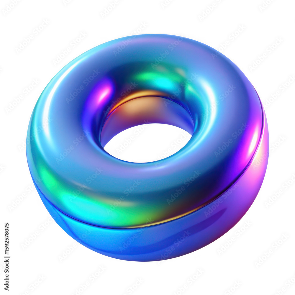 Obraz premium 3d torus with iridescent sheen isolated on transparent background