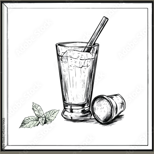 Hand-drawn muddler sketch on white background