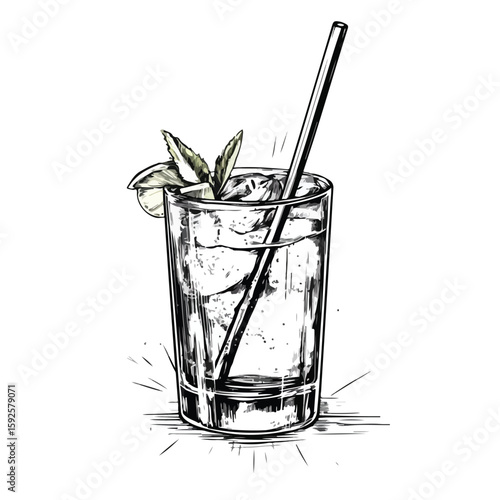 Muddler Sketch on White Background
