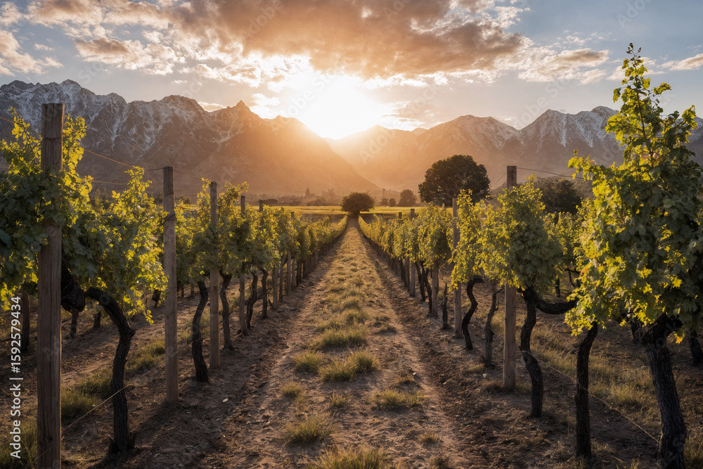Fototapeta premium vineyard mendoza argentina wine, wine cellar, grapes, vines