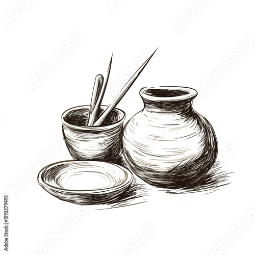 Ceramic needle tool sketch for crafting