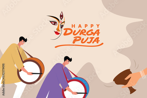Durga Puja design, vector illustration of Happy Durga Puja festival 