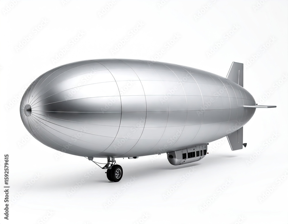 Fototapeta premium Silver blimp on white background