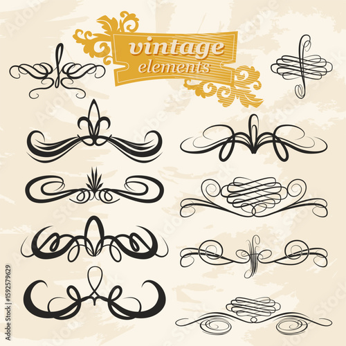 Set of vintage decorative elements ornament pattern vector image
