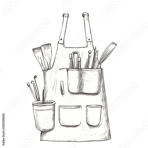 Potter's Apron Sketch on White Background