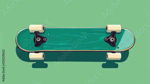 Flat Green Skateboard Sport Vector Illustration