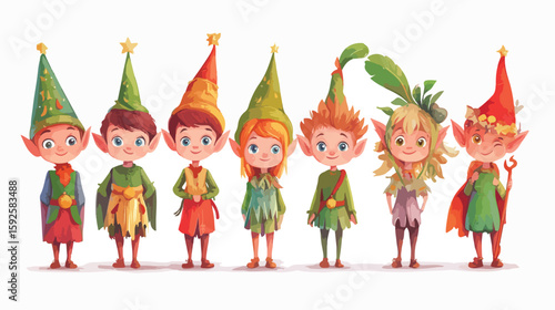 Festive Elf Group with Cute Decorations