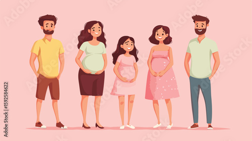 Pregnant Couples Embracing Happiness Together