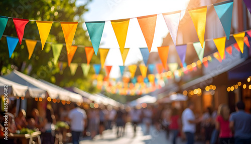 Colorful Triangle Bunting Flags Festive Street Party