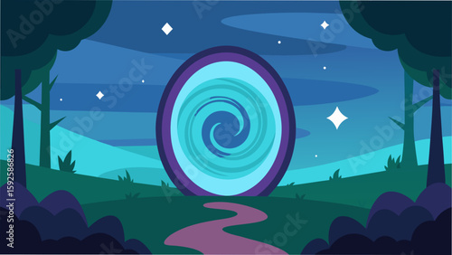 night landscape with moon