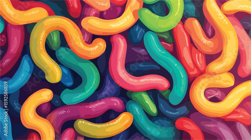 Colorful Gum Worms Candy Vector Illustration