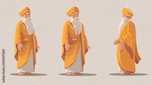 Guru Tegh Bahadur Character Vector Illustration