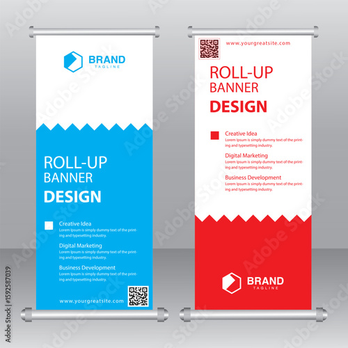 Red and blue Simple roll up banner design