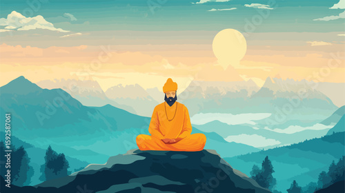 Guru Tegh Bahadur Flat Vector Illustration