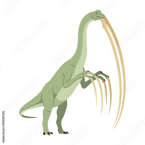 A long-necked dinosaur with prominent claws and a distinctive, elongated snout.