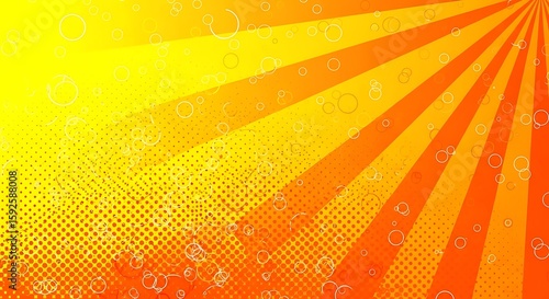 Abstract Yellow and Orange Background with Sun Rays, Dots, and Circles for Energetic Designs and Creative Projects.