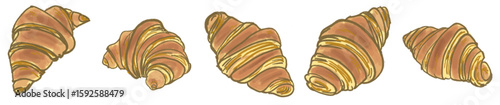 Delightful Rustic Hand-Drawn Golden Flaky Croissant Illustration
