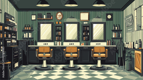 Modern Hair Salon Interior Vector Illustration