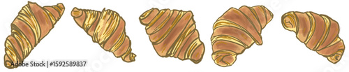 Delightful Rustic Hand-Drawn Golden Flaky Croissant Illustration