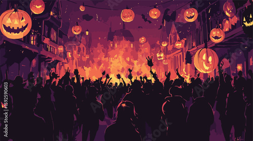 Halloween Party with Pumpkin Vector Illustration