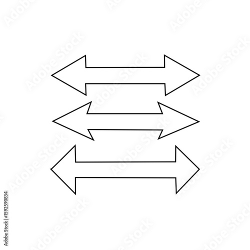 This clean, black and white graphic shows three pairs of opposing arrows arranged vertically.