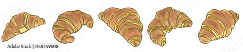 Delightful Rustic Hand-Drawn Golden Flaky Croissant Illustration
