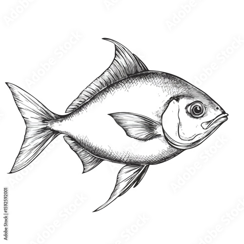 Atlantic Pomfret Sketch Symbol Isolated