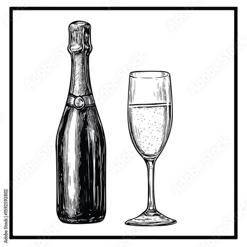 Hand-Drawn Champagne Sketch Symbol