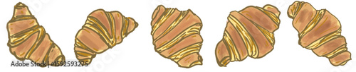 Delightful Rustic Hand-Drawn Golden Flaky Croissant Illustration