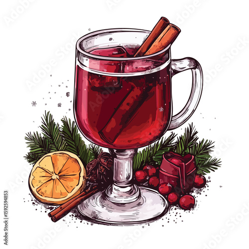 Hand-Drawn Mulled Wine Sketch Symbol
