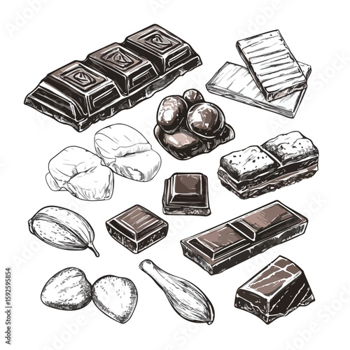 Chocolate sketch set for confectionery designs