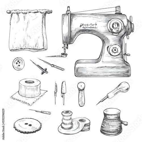 Hand Drawn Sewing Sketches Collection