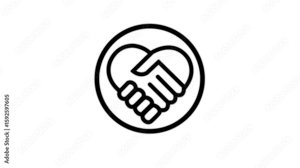 Flat Hand Gesture Handshake Icon – Partnership or Business Deal Symbol on black Background Flat Hand Gesture Handshake Icon – Partnership or Business Deal Symbol on black Background