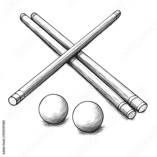 Billiards chalk sketch on white background