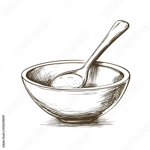 Hand-drawn sketch of waxing bowl