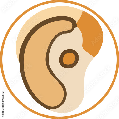 A flat design icon of a human ear, symbolizing hearing impairment or deafness in disability contexts.