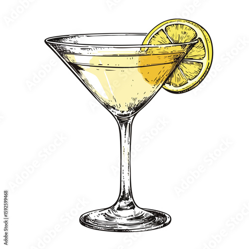 Martini cocktail drink hand-drawn sketch