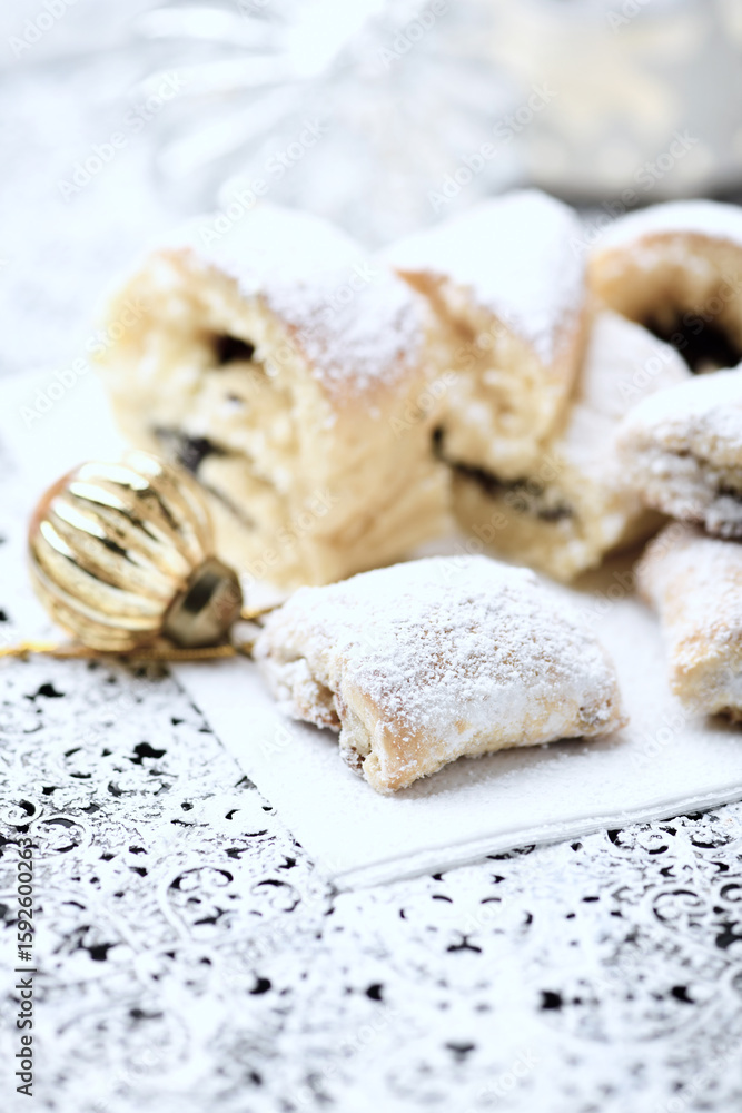 Fototapeta premium Christmas cookies on bright background. Soft focus. Close up. 