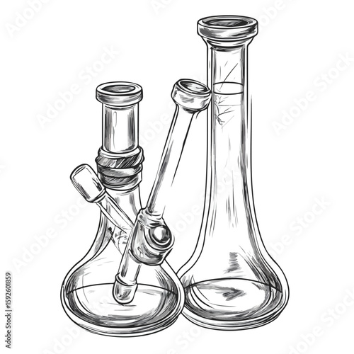 Hand-drawn Glass Bongs Sketch