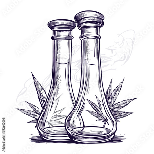 Glass Bong Sketch for Weed Smoking
