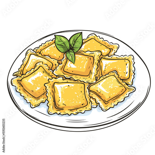 Italian Ravioli Sketch Drawing