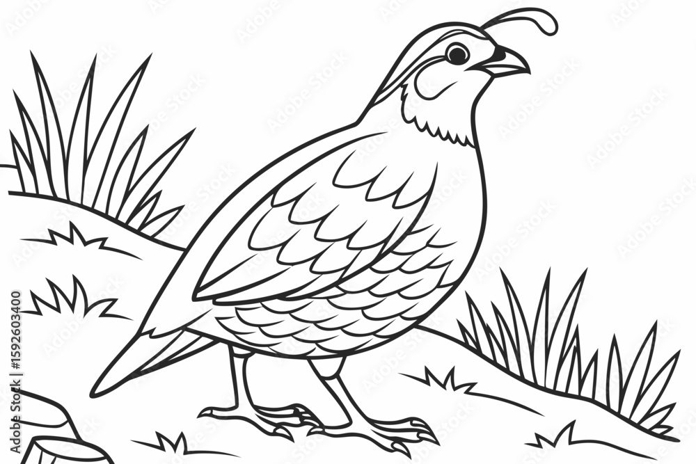 Fototapeta premium coloring page line art the quail black vector