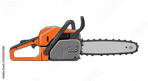 Side View of a Chainsaw Illustration