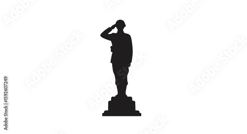 Silhouette of Soldier Statue Saluting