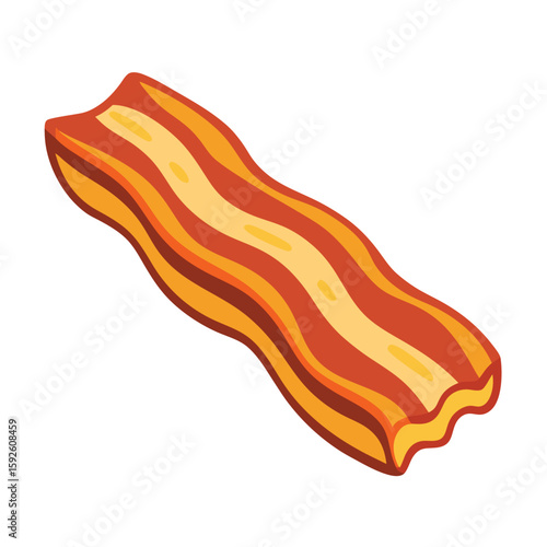 A perfect single slice of bacon, crispy and golden, isolated on a white background, ideal for breakfast, savory food, and comfort meals.