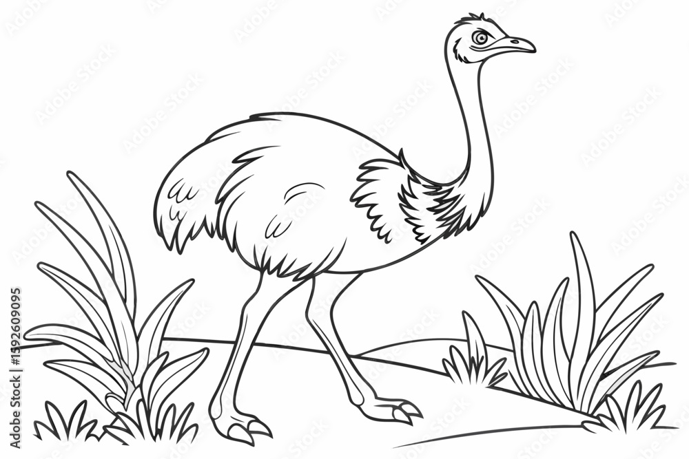 Fototapeta premium coloring page line art the rhea black vector