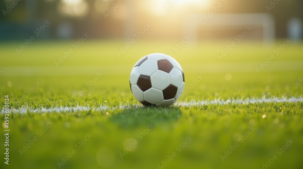 Football in motion on sunlit green grass, movement blur shows dynamic energy, clear minimal sports background.
Football in motion on sunlit green grass, movement blur shows dynamic energy, clear minimal sports background.